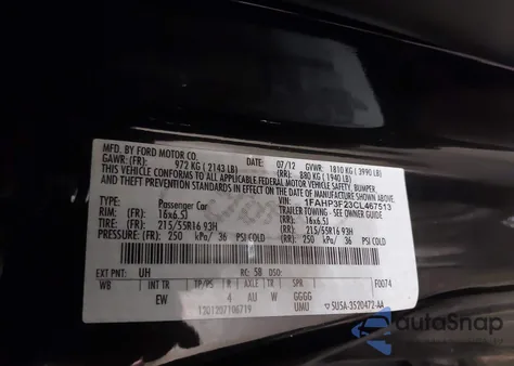 2012 Ford Focus Se из США, поврежденный, VIN 1FAHP3F23CL467513